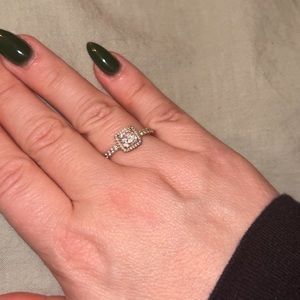 Pandora Square Sparkle Halo Ring